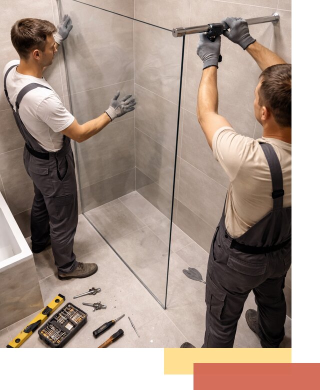 Стеклянные перегородки для душа в Подольске — изготовление и монтаж