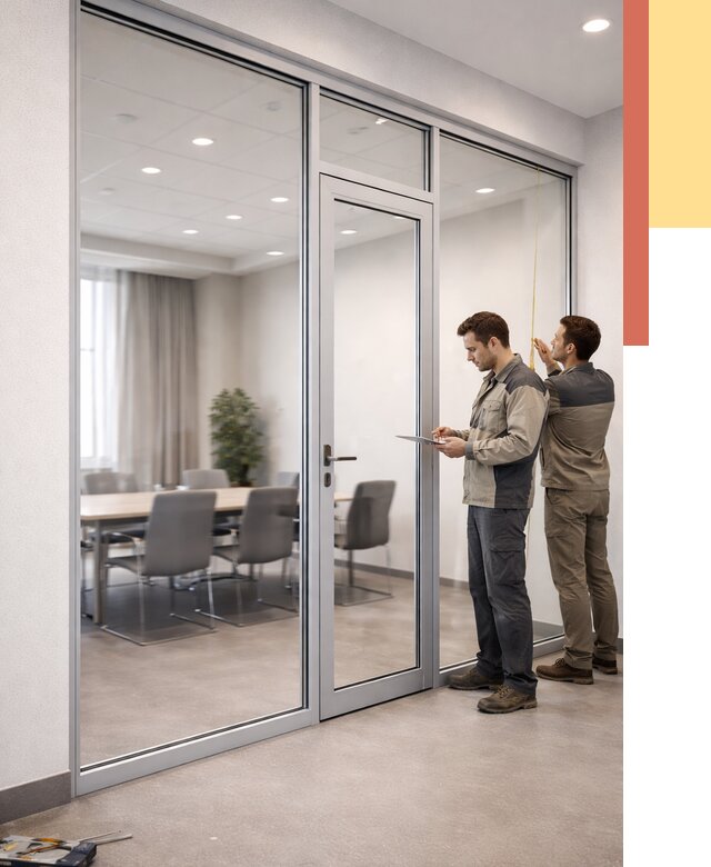 Установка и монтаж алюминиевых перегородок со стеклом в Подольске от 8543 руб. | ОТДЕЛОЧНИК-Пдл