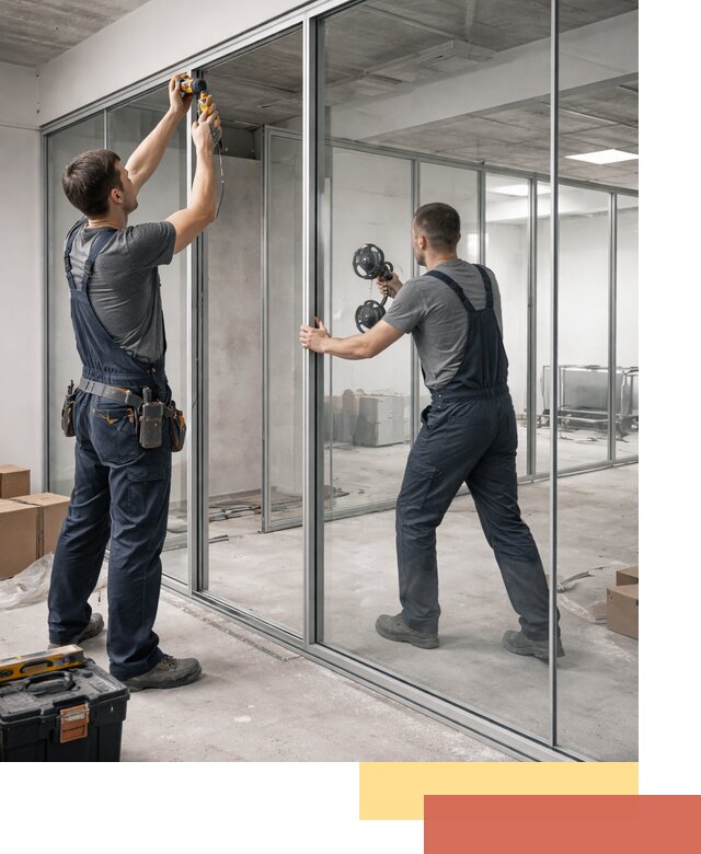 Алюминиевые перегородки со стеклом в Подольске — изготовление и монтаж