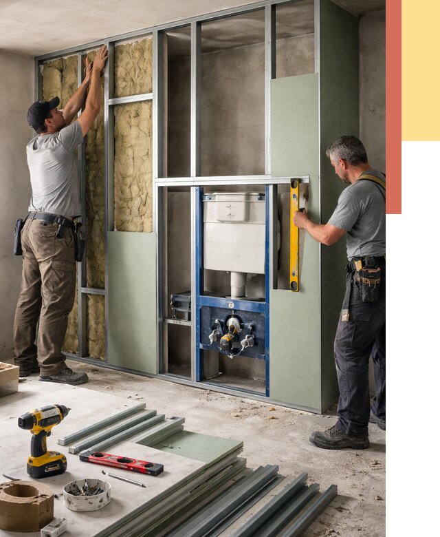 Установка сантехнических перегородок в Подольске от 8855 руб. | ОТДЕЛОЧНИК-Пдл