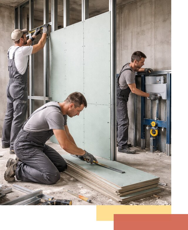 Монтаж и ремонт сантехнических перегородок в Подольске