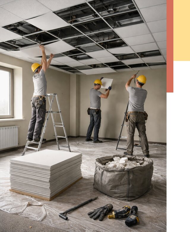 Демонтаж потолка Армстронг в Подольске от 4688 руб. быстро и недорого | ОТДЕЛОЧНИК-Пдл