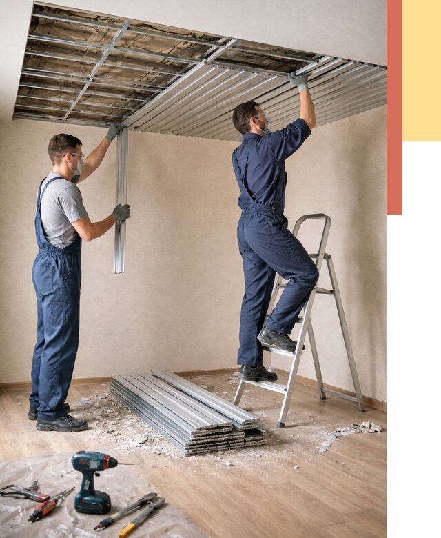 Демонтаж реечного потолка в Подольске от 4688 руб. быстро и недорого | ОТДЕЛОЧНИК-Пдл