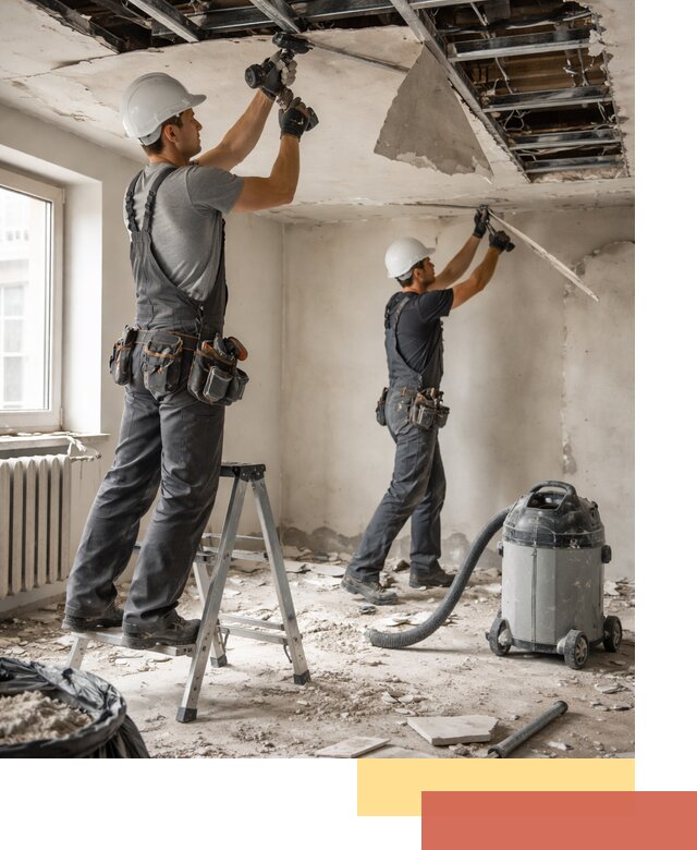 Демонтаж гипсокартонного потолка в Подольске быстро и аккуратно