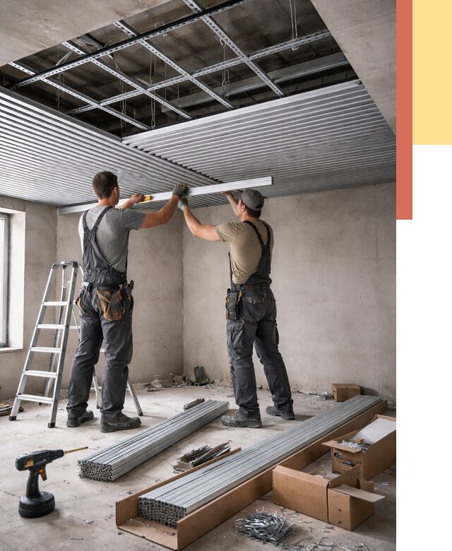 Монтаж реечного потолка в Подольске от 4688 руб. под ключ | ОТДЕЛОЧНИК-Пдл