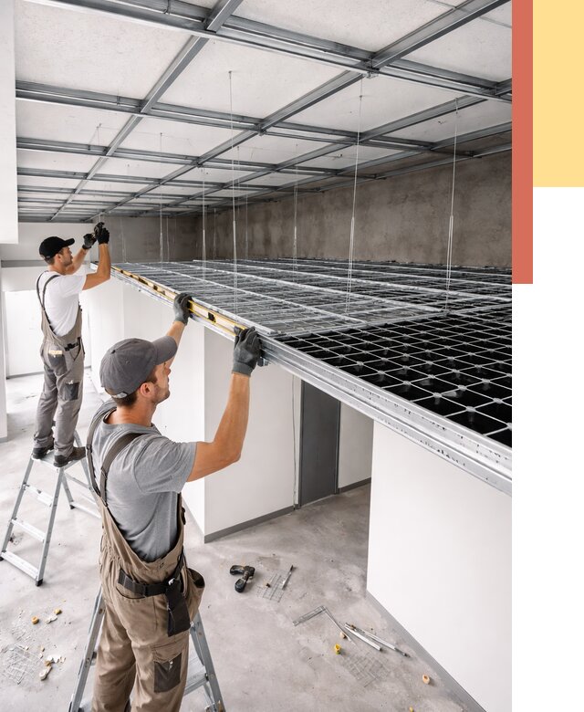 Монтаж потолка грильято в Подольске от 469 руб./м² — быстрая сборка под ключ | ОТДЕЛОЧНИК-Пдл