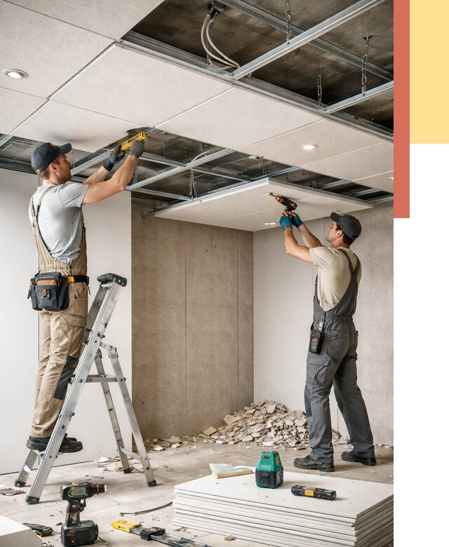 Монтаж акустического потолка в Подольске от 6772 руб/м2 — быстро и недорого | ОТДЕЛОЧНИК-Пдл