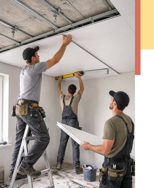 Монтаж потолка из ПВХ панелей в Подольске от 3646 руб./м2 — быстро и недорого | ОТДЕЛОЧНИК-Пдл