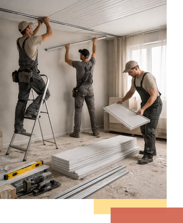 Монтаж потолка из ПВХ панелей в Подольске оперативно и качественно