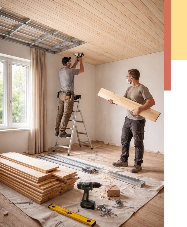 Монтаж потолка из вагонки в Подольске от 6772 руб. | Быстро и недорого — ОТДЕЛОЧНИК-Пдл