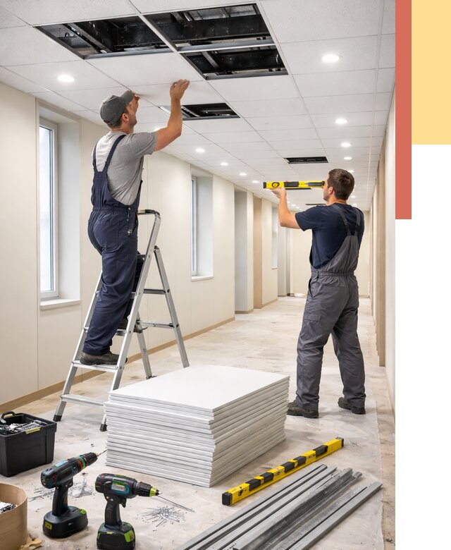 Ремонт потолка Армстронг в Подольске от 4688 руб. — быстро и недорого | ОТДЕЛОЧНИК-Пдл