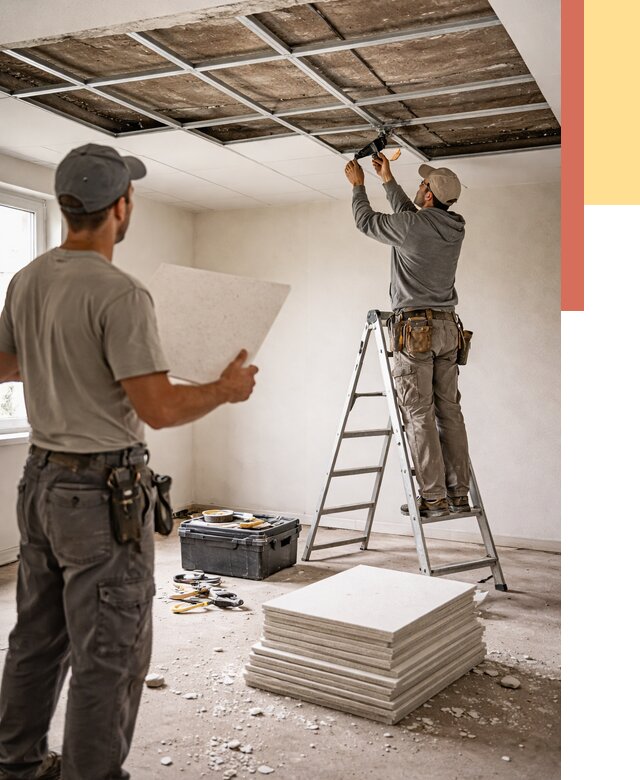 Замена плит подвесного потолка в Подольске от 1823 руб. быстро и недорого | ОТДЕЛОЧНИК-Пдл