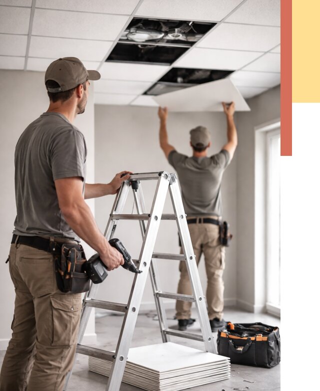 Обслуживание подвесного потолка в Подольске от 3646 руб. — быстро и недорого | ОТДЕЛОЧНИК-Пдл