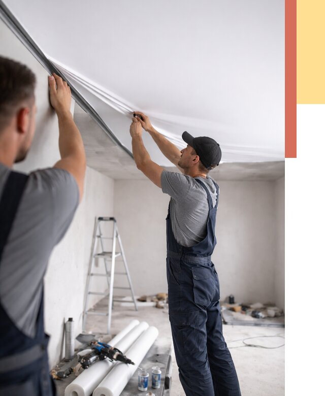 Монтаж матового натяжного потолка в Подольске от 4688 руб./м² — быстро и недорого | ОТДЕЛОЧНИК-Пдл