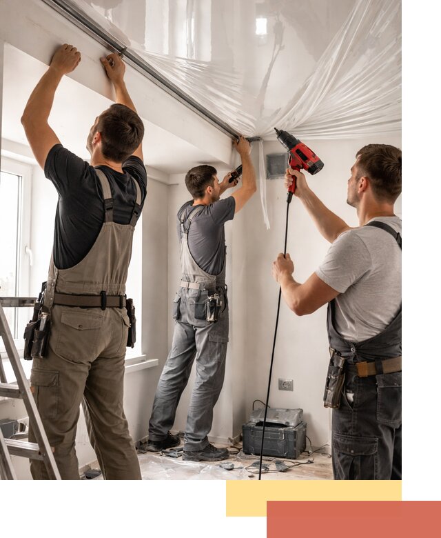 Монтаж глянцевого натяжного потолка в Подольске быстро и качественно