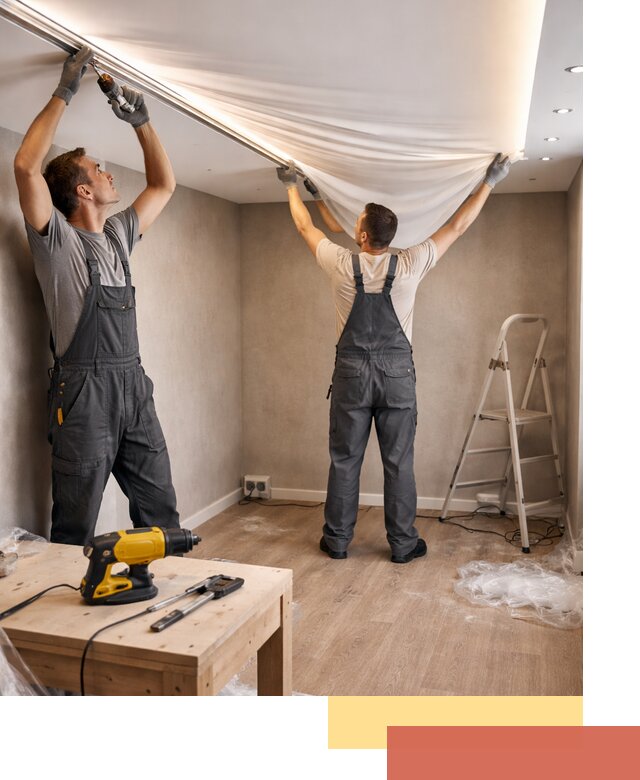 Монтаж натяжного потолка с подсветкой в Подольске цена и сроки