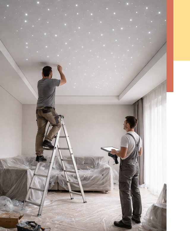 Монтаж натяжного потолка «звездное небо» в Подольске от 6772 руб. | ОТДЕЛОЧНИК-Пдл