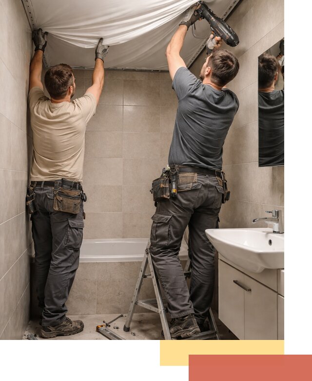 Монтаж натяжного потолка в ванной в Подольске быстро и качественно