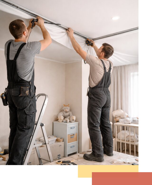 Монтаж натяжного потолка в детской комнате в Подольске