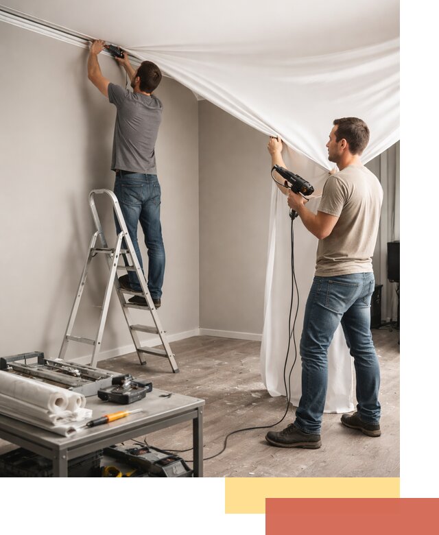 Монтаж натяжного потолка в студии в Подольске