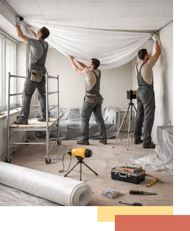 Монтаж натяжного потолка в офисе в Подольске