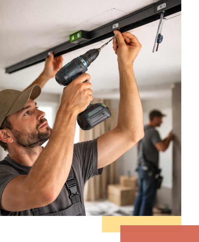 Установка трековых светильников в натяжной потолок в Подольске