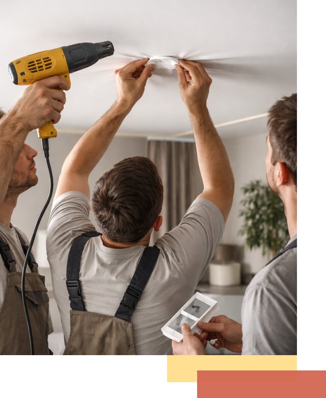 Ремонт прокола полотна натяжного потолка в Подольске