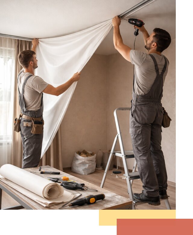 Замена полотна натяжного потолка в Подольске быстро и качественно