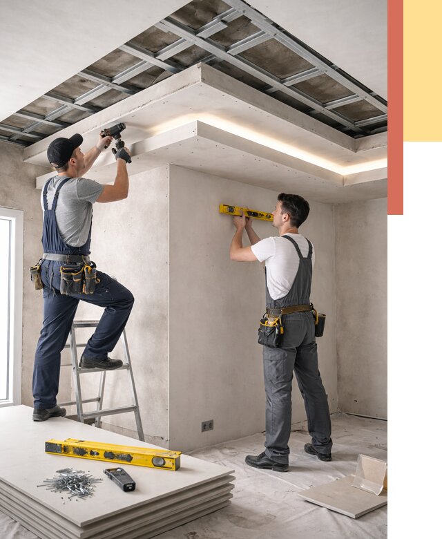 Двухуровневый потолок из гипсокартона в Подольске от 1511 руб. под ключ | ОТДЕЛОЧНИК-Пдл