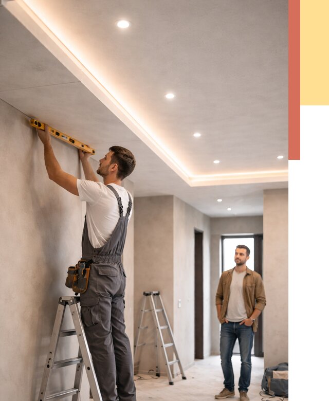 Потолок из гипсокартона с подсветкой в Подольске от 781 руб./м2 под ключ | ОТДЕЛОЧНИК-Пдл