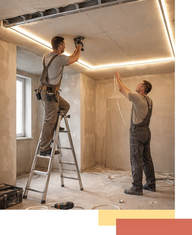 Потолок из гипсокартона с подсветкой в Подольске