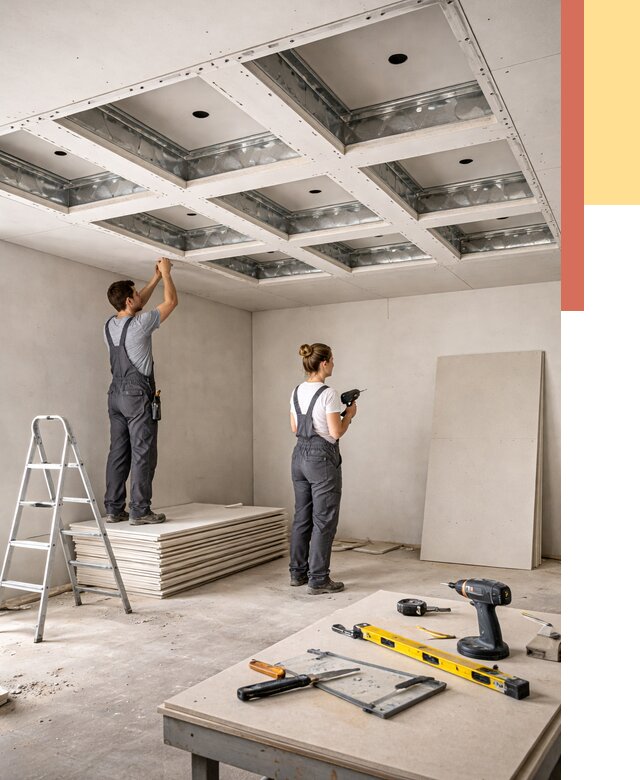 Кессонный потолок из гипсокартона в Подольске от 1927 руб. — монтаж и под ключ | ОТДЕЛОЧНИК-Пдл