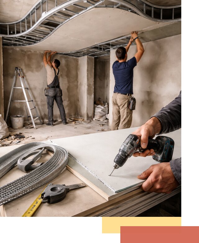 Криволинейный потолок из гипсокартона в Подольске — монтаж и отделка