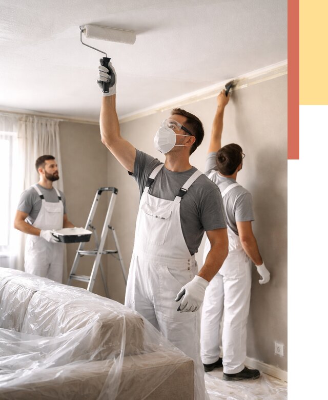 Покраска потолка водоэмельсионной краской в Подольске от 2292 руб/м² — услуги под ключ | ОТДЕЛОЧНИК-Пдл