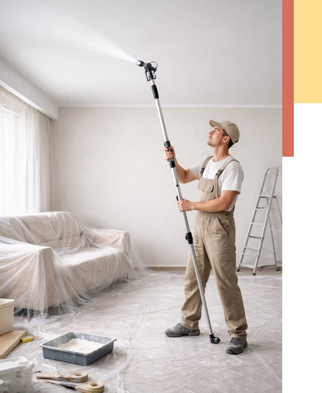 Покраска потолка краскопультом в Подольске от 4688 руб. быстро и недорого | ОТДЕЛОЧНИК-Пдл