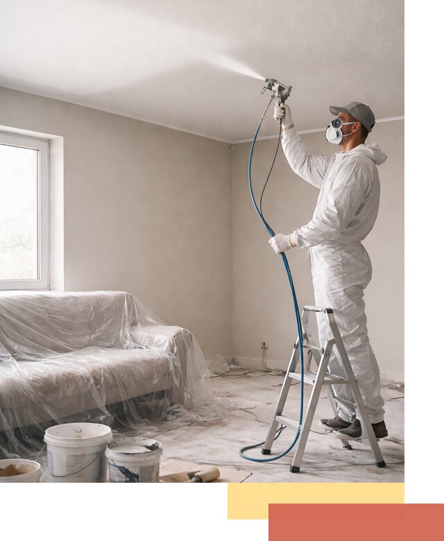 Покраска потолка краскопультом в Подольске быстро и качественно